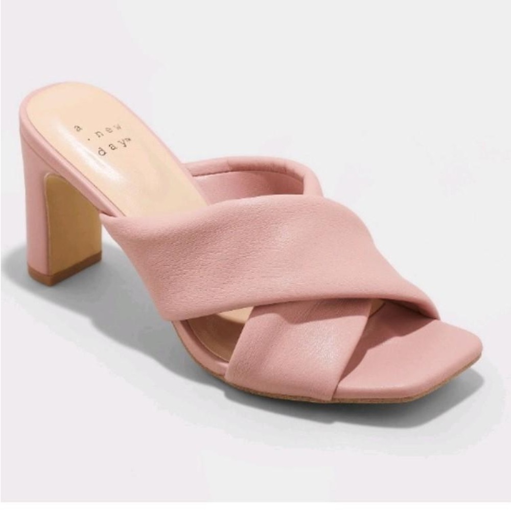 Women's Clementine Padded Crossband Heels - A New Day™ Dark Pink Size 6